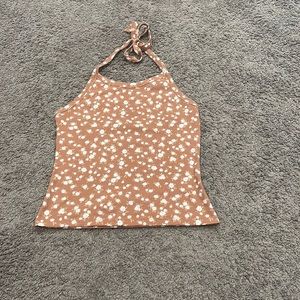 Brown white flower shirt